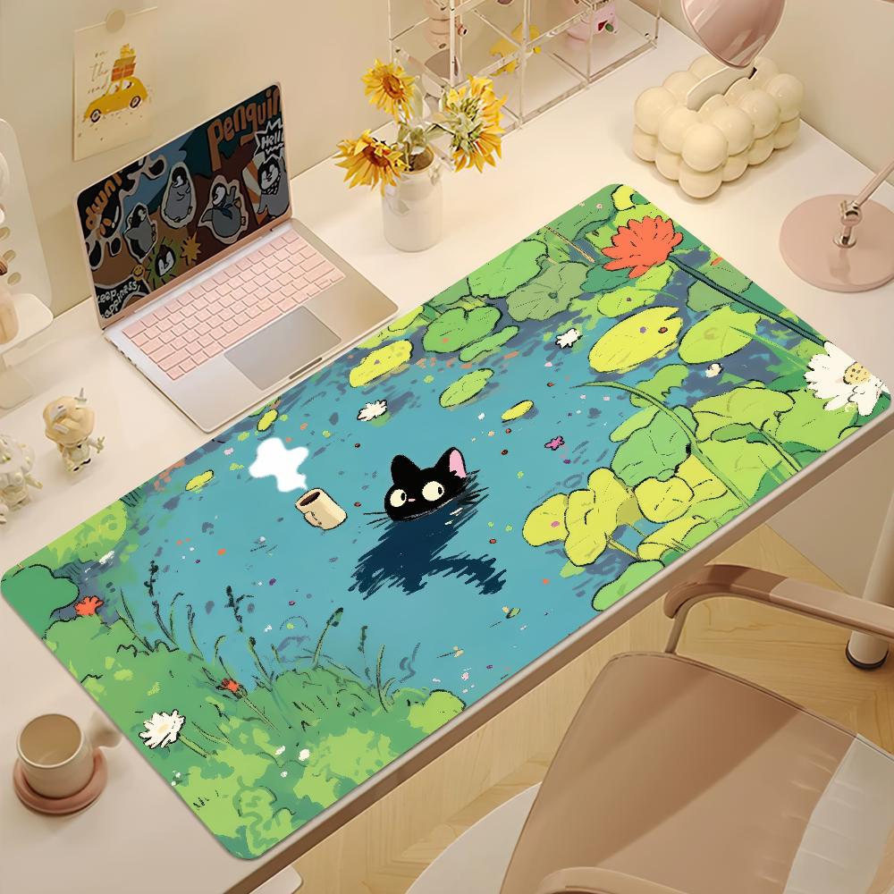 Cute Cat Coffee Chill Pond Mouse Pad Nonslip Thickened MousePad Large Writing Lockedge Office Student Gaming Cushion