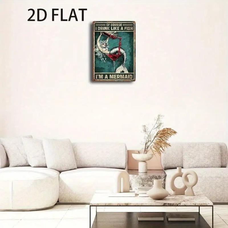 Funny Mermaid Metal Sign Vintage Home Bar Decor Gift