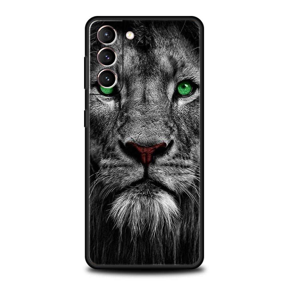 Soft TPU Phone Case For Samsung Galaxy S25 S24 S23 S22 S21 Ultra S20 FE 5G S10 S10E Plus Tigre Wolf Lion Animal Black Cover