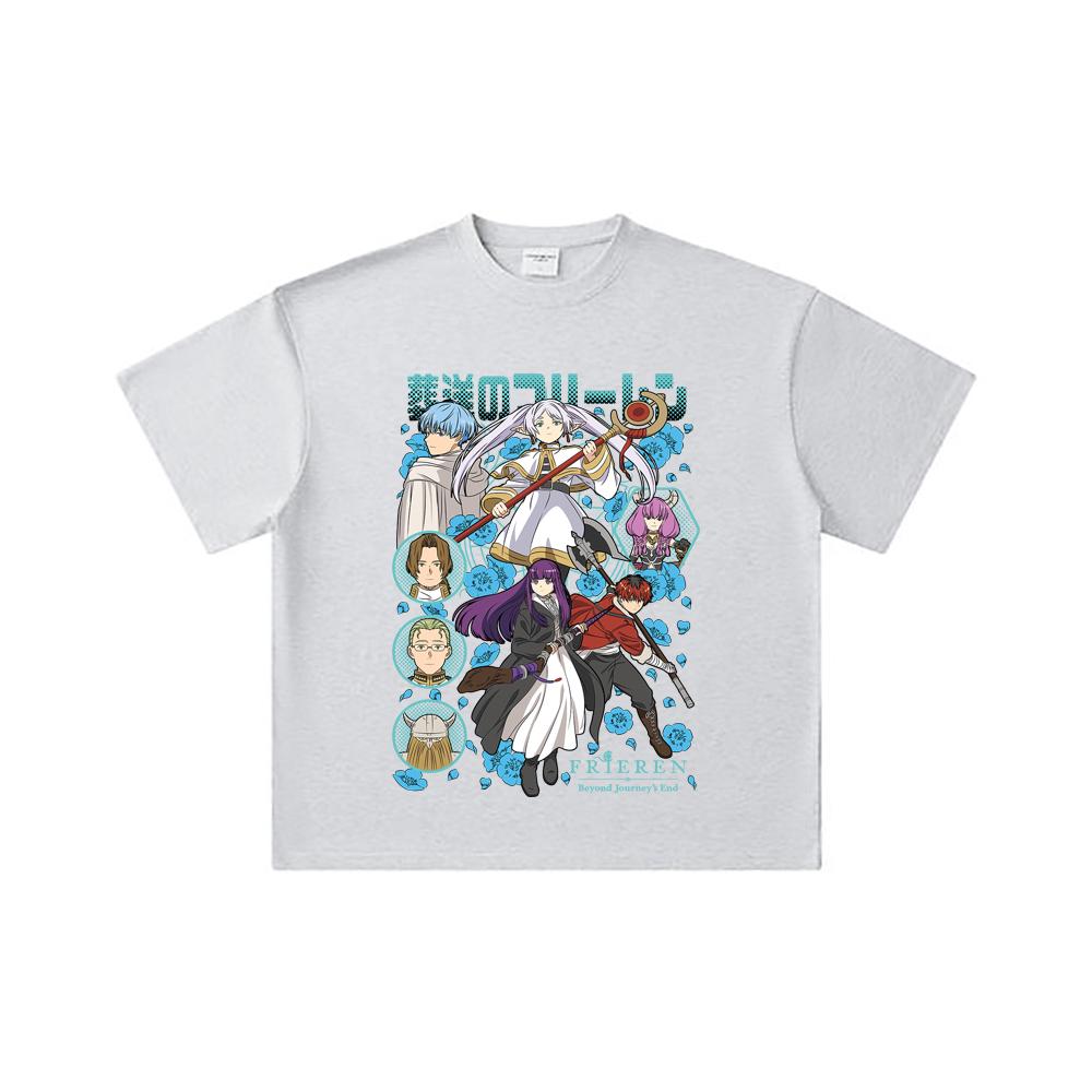 260 GSM Double Yarn 32 Count 100% Cotton Frieren V1 Print Unisex Heavy Cotton T Shirt