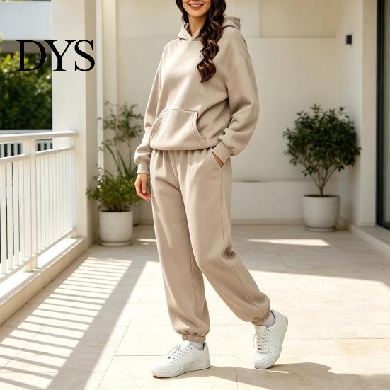 Gym Workout Clothing Women's Two Piece Tracksuit Set, Long Sleeve Hoodie & High Waisted Soft Set Joggers Sweatpants, Casual Sportswear Matching Outfit
