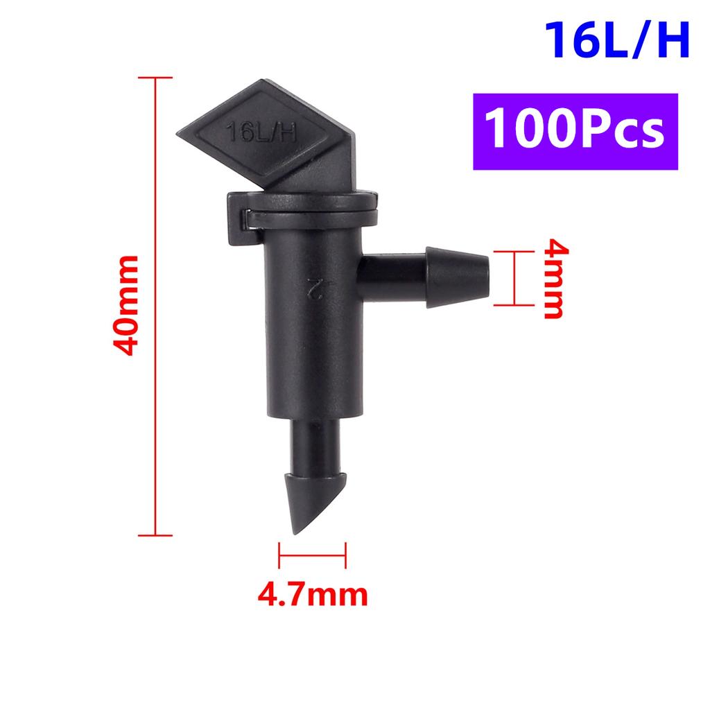 Garden Irrigation Drip Emitter 4L 8L 16L Flag-shaped Adjustable Dripper 1/4" Barb Steady Flow Micro-Sprinkler Nozzle 50/100Pcs