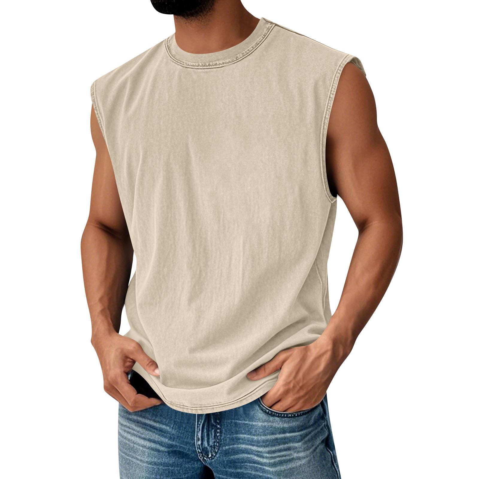 

Men s Round Neck Distressed Top Casual Comfort Vest XL