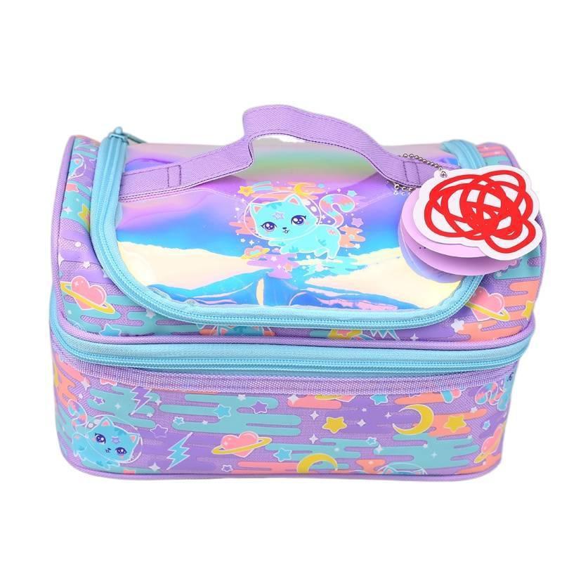Kids Insulated Lunch Bag School - Double Layer Waterproof Canvas Tote With Handle Large Capacity Leakproof Student Lunchbox