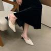 In the autumn of 2025, the new pointed-toed wedge heel, medium heel, half-tow, European and American fashion bag head, high-heeled fluffy shoes, sl