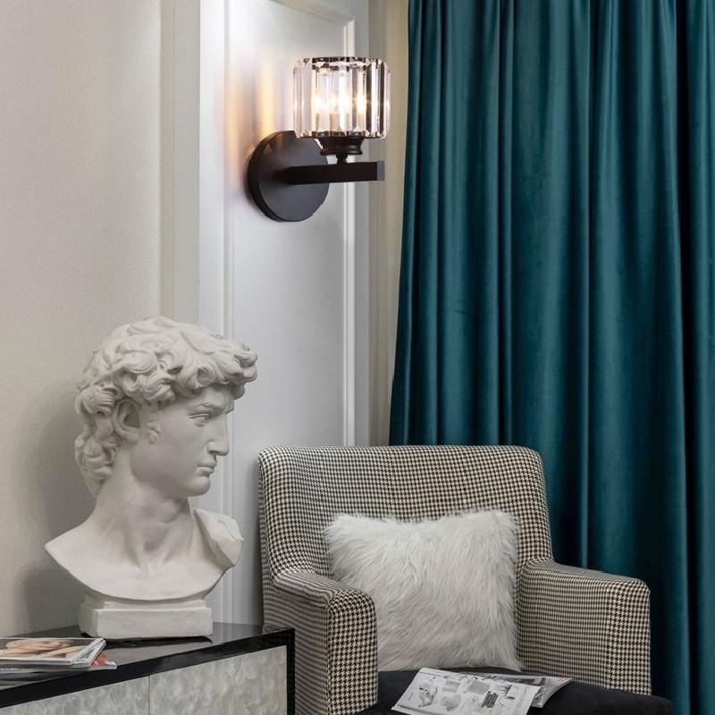 Modern Square And Circular Crystal Wall Lamps For Living Room And Bedroom Decor