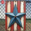 Vintage Embossed Tin Sign Americana Blue Star Metal Wall Art Patriotic Red White Stripes for Home Barn Porch Garage Farm Garden