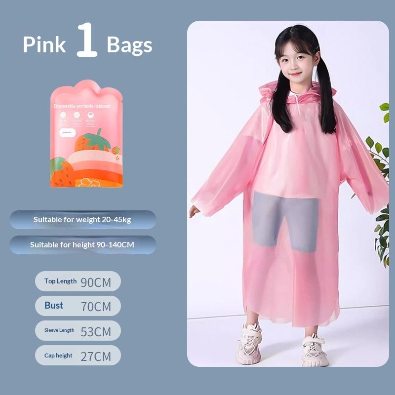 Children EVA Raincoat Disposable Long One Piece Rain Poncho Waterproof Lightweight for Travel Camping School Rainy Days