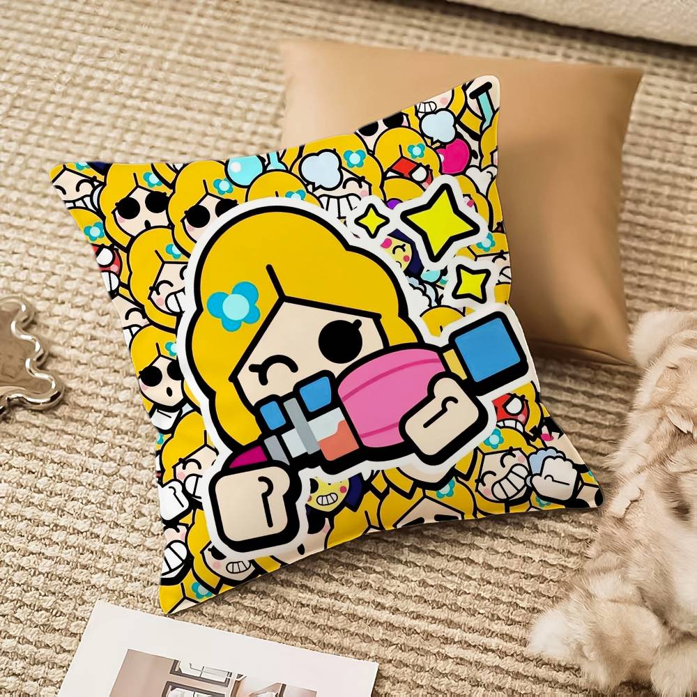 B-Brawl Anime S-Stars Pillow Case Anti-dustmite Pillowcase Invisible Zipper Silky Short Plush Sofa Cushion Cover
