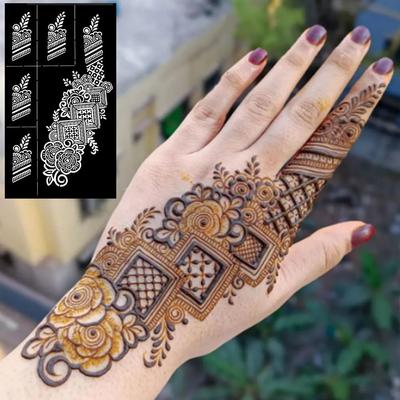 IVANA'S Henna Tattoo Stencils Set, Mehendi Sticker for Hands, Forearm, Airbrush, Tattoo Sticker, 9 Sheets Indian Temporary Stickers for Women and