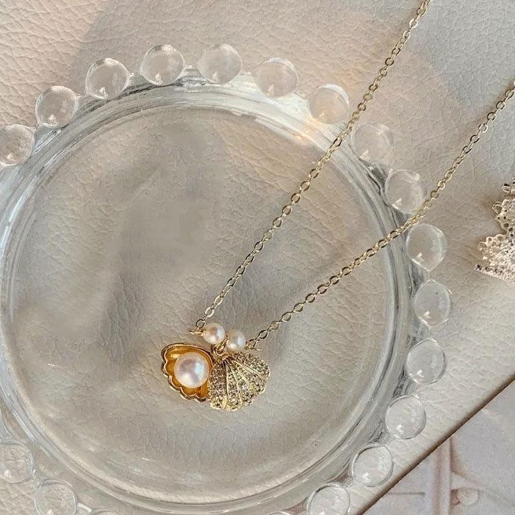 

Маленькое ожерелье из ракушек/элегантного темпераментного жемчуга, цепочка на ключицу, универсальное легкое роскошное ожерелье