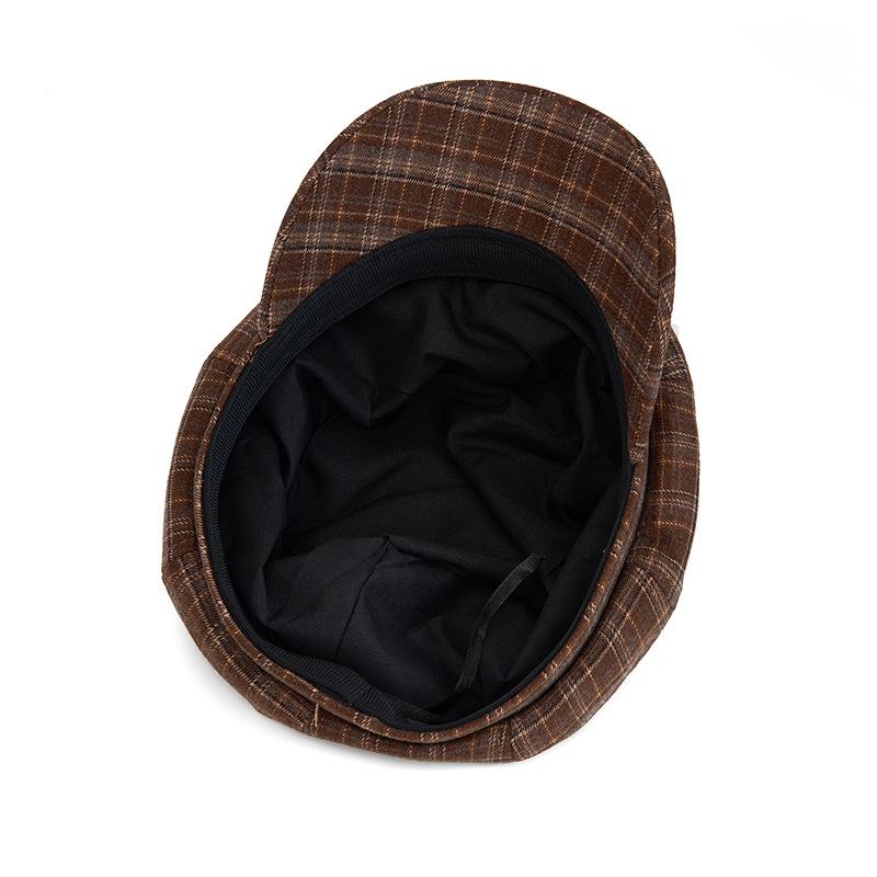 Vintage Plaid Beret Women's Autumn Winter Octagonal Cap Painter's Cap