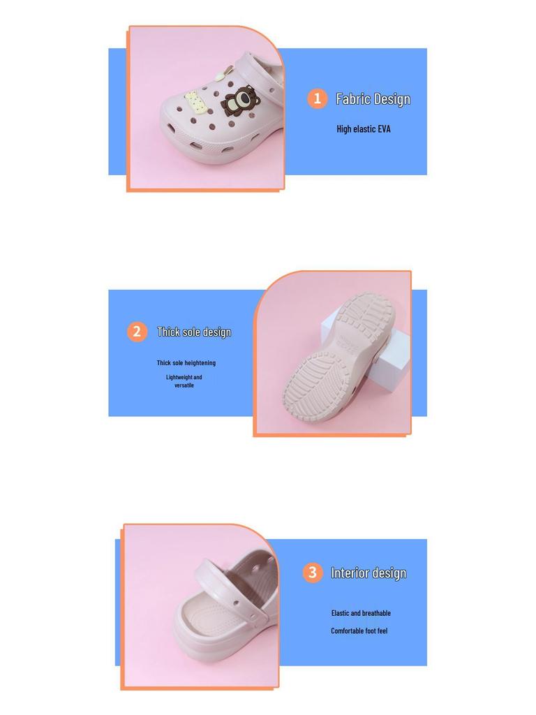 Children's Summer Breathable Cartoon Clog Slippers - Thick Sole, EVA Soft Sole, Outdoor Beach Wear.