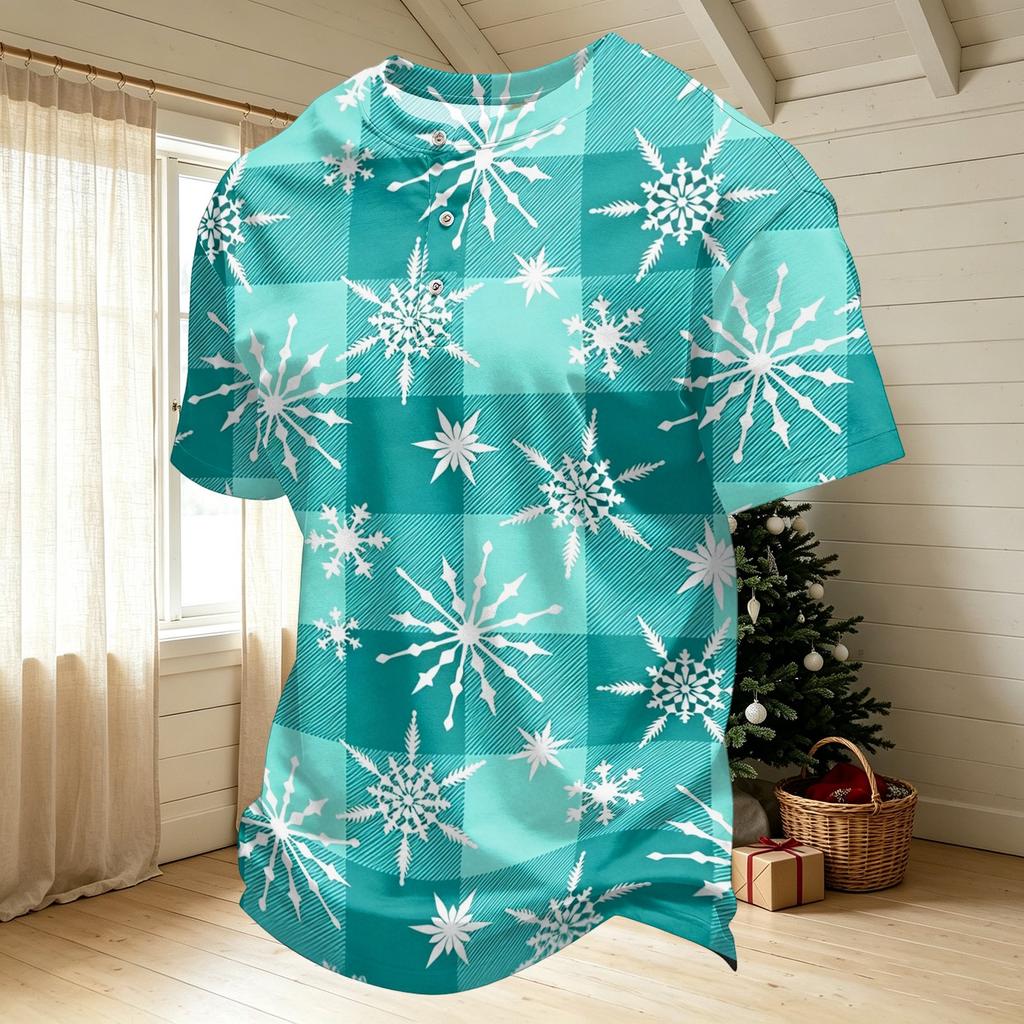 Men's Quick Dry Short Sleeve Neck T-Shirt with Christmas Print