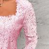 Camicia da donna primaverile con scollo quadrato scolpito in pizzo a maniche lunghe tinta unita T-shirt da donna pullover morbida e traspirante