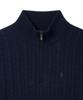POLO RALPH LAUREN Cable Knit Wool Cotton Zipper Sweater - Blue