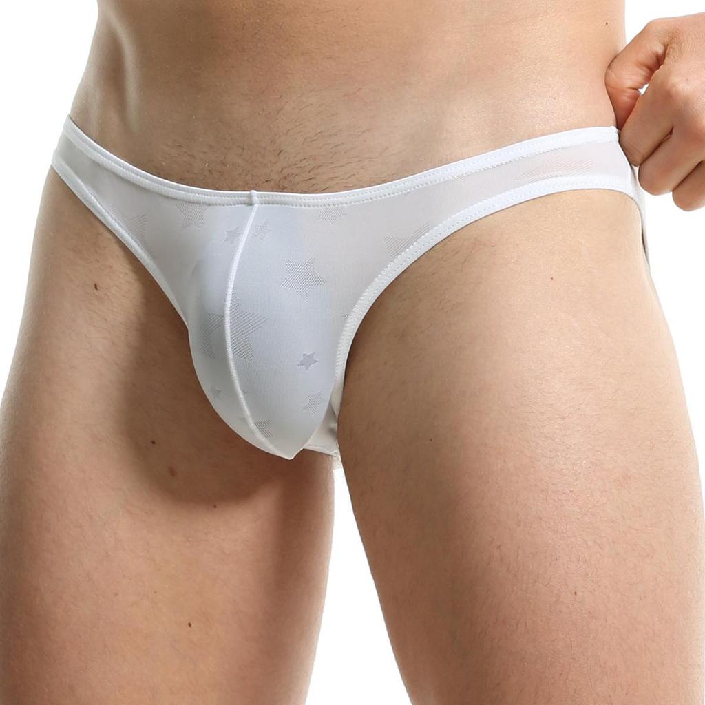 Men's Sheer Triangle Briefs with U Pouch - Breathable, Low Waist, Sexy Bikini Underwear