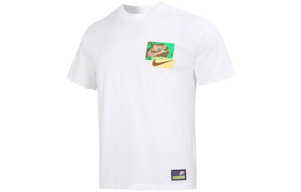 Nike T-Shirts Men's White Crew Neck Moderate Straight Fit FB9787-100