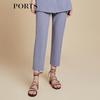 PORTS Spring/Summer Plaid Elastic Slit Ankle Casual Pants