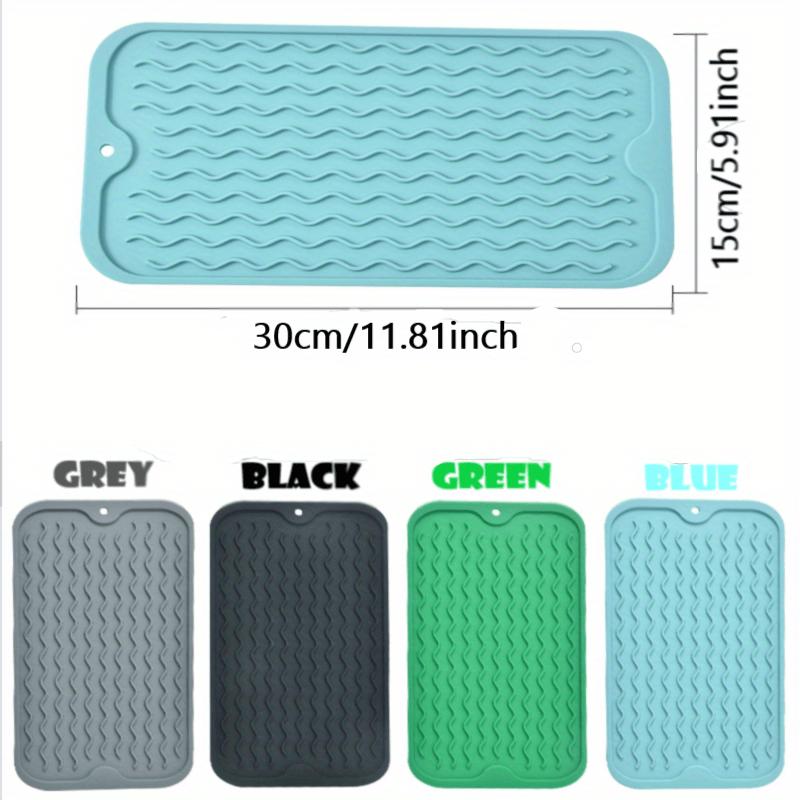 Large Silicone Dish Drying Mat, 30x15cm/ 11.81x5.91inch Foldable Draining Board Mat, Heat-Resistant Drainer Non-Slip Drying Mat