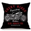 Vintage Motorcycle Club New York Motor Race Funky Throw Pillow Case Black Letter Print Live Fast Die Young Sofa Cushion Cover