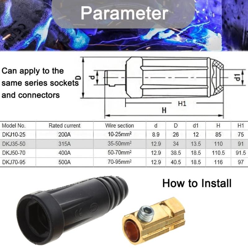 2ks svařovací kabel, pár rychlospojek 200Amp-300Amp (#4-#1) 35-50 SQMM pro příslušenství svářeček