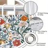 1Pc Bright Red, Orange, Yellow And Blue Floral Pattern Shower Curtain, Polyester Fabric, Machine Washable, Suitable For Bathroom