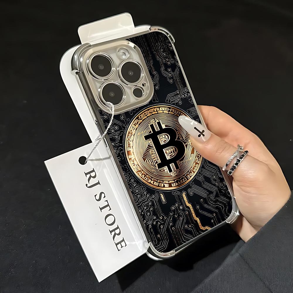 

Luxury Bitcoin B Plating Plating Phone Case For Samsung S26 S25 S24 S23 S22 S21 S20 FE Note20 Edge Plus Ultra 4G 5G Anti Airbag Samsung S23 Ultra 5G