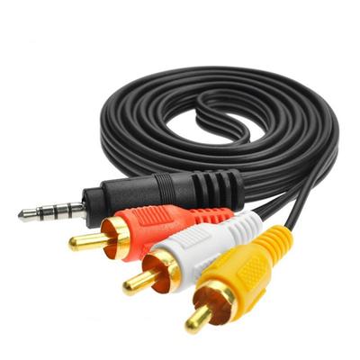 1M Laptop Audio Video Male To Male AUX Cable Adapter Wire 3.5mm Jack To 3 RCA AV Cable