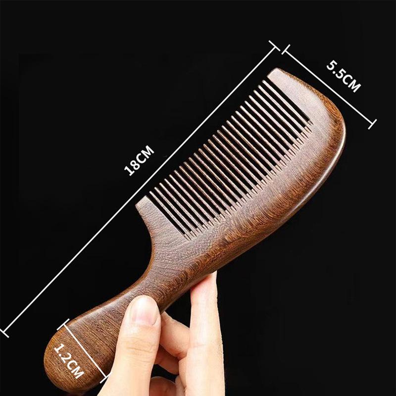 Natural Black Golden Sandalwood Anti-static Comb for Men & Women - Portable Wooden Comb for Long Hair