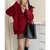 Neue Retro Strickjacke für Herbst und Winter im koreanischen Stil, locker und figurschmeichelnd mit hochgekrempelten Ärmeln, weicher und weicher Strickmantel für Damen