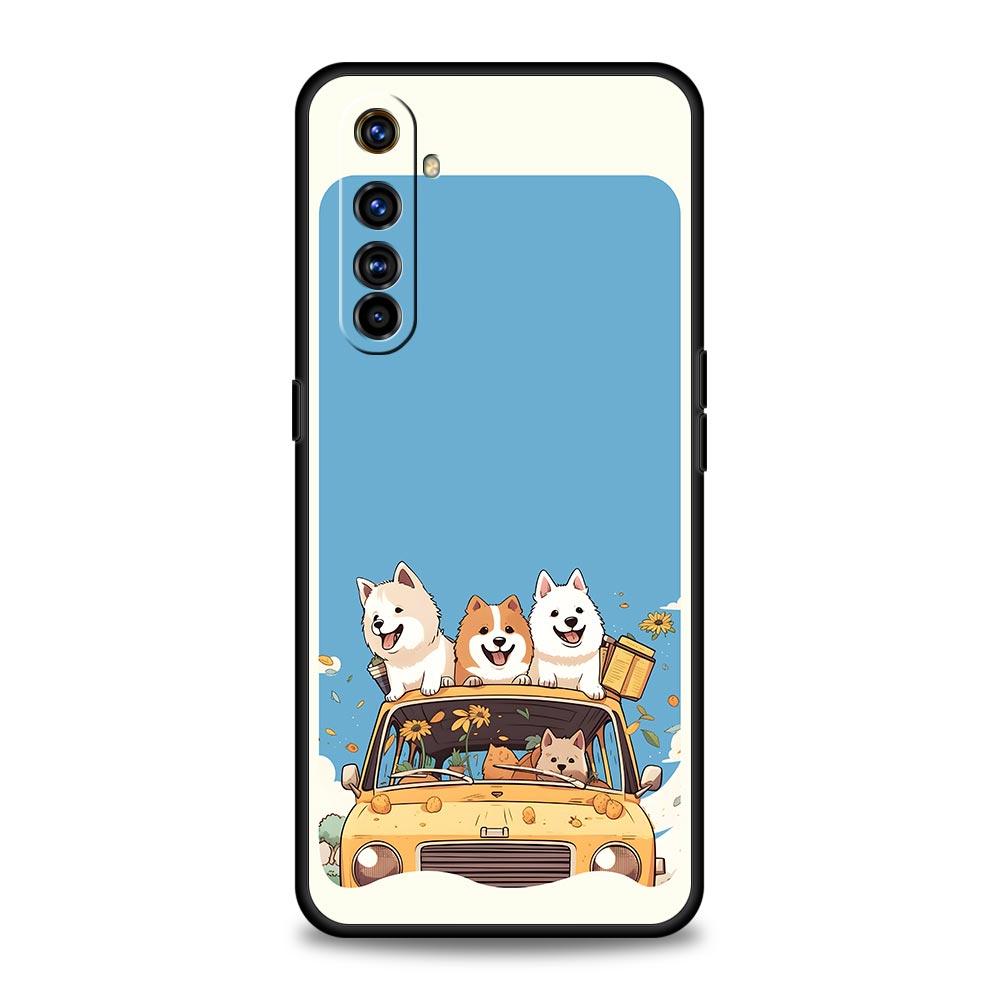 Cute Cartoon Dog Cat Vehicle Case For Realme 16 15T 14 13 12 11 10 4G 9 8 5G Pro Plus C21 C25 C35 GT5 GT3 Neo 2 3 3T 5 Cover