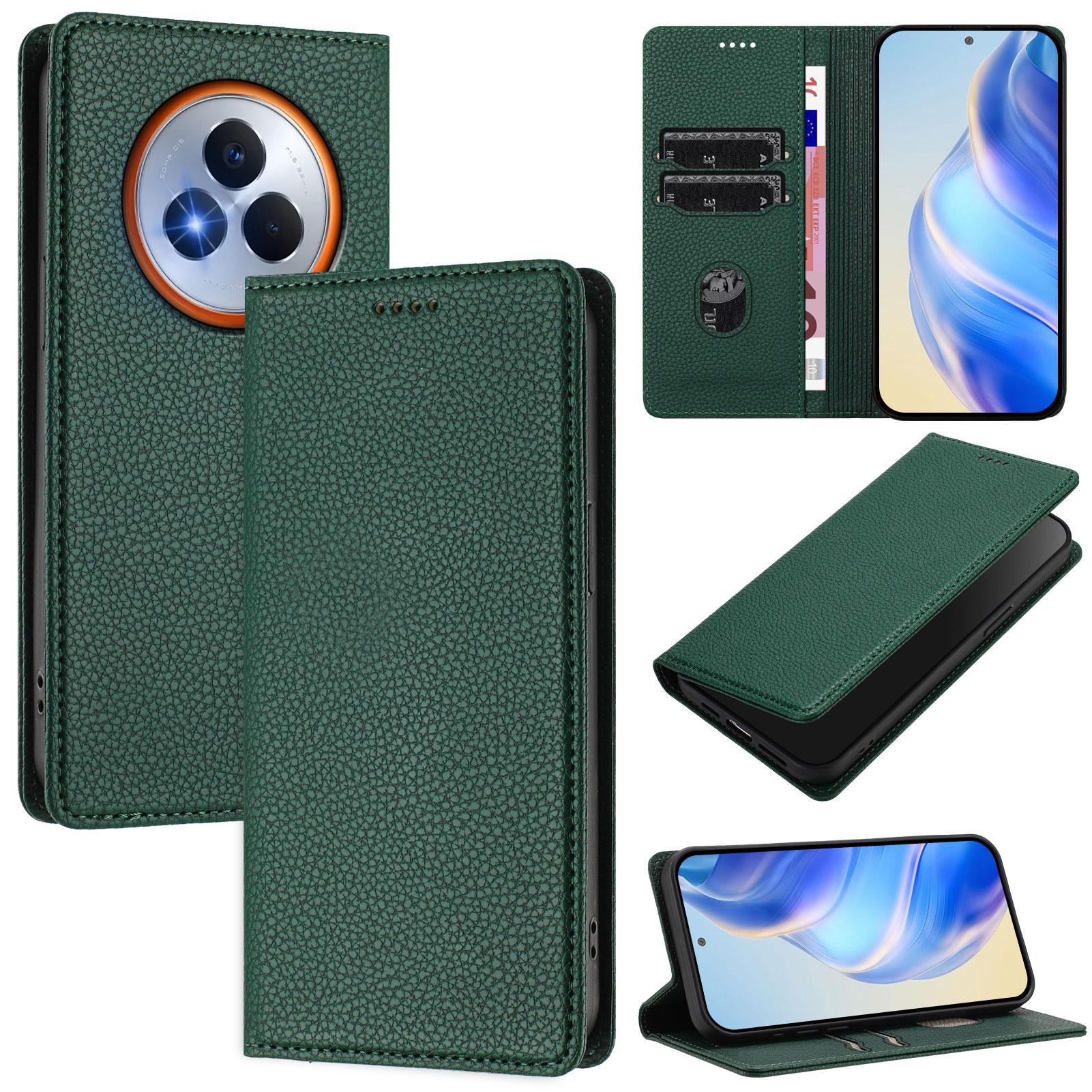 

For Realme Narzo 80 Pro 5G Wallet Case RFID Blocking Litchi Texture Leather Mobile Cover Dark Green