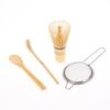 4-teiliges Matcha-Schneebesen-Set Tee-Sieb Handgefertigter Bambus-Matcha-Schneebesen Traditionelle Tee-Schaufel Tiefe Schaufel Klarer Schneebesen-Aufbewahrungsständer