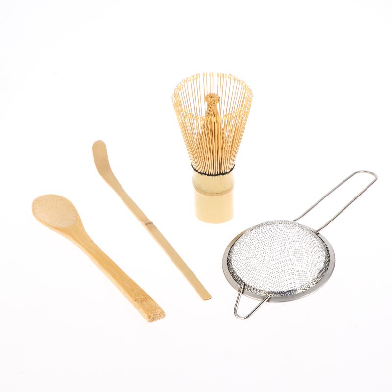 4Pcs Matcha Whisk Set Tea Strainer Handmade Bamboo Matcha Whisk Traditional Tea Scoop Deep Scoop Clear Whisk Storage Holder
