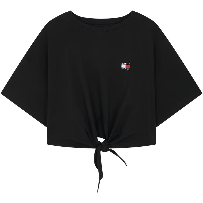 Женская хлопковая футболка с коротким рукавом в рубчик TOMMY JEANS S