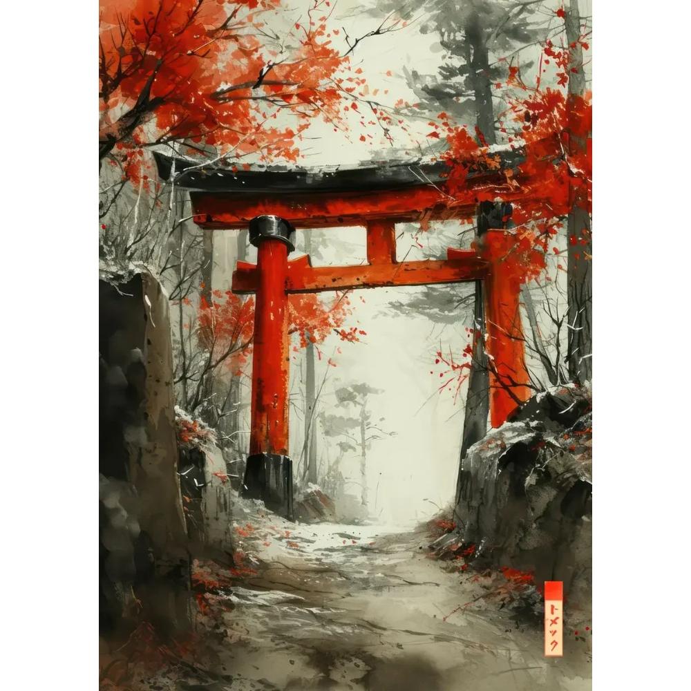 Sumie Japanese Ink Paint Geisha Samurai Landscape Prints Poster Canvas Painting Modern Wall Art Picture Living Room Home Decor