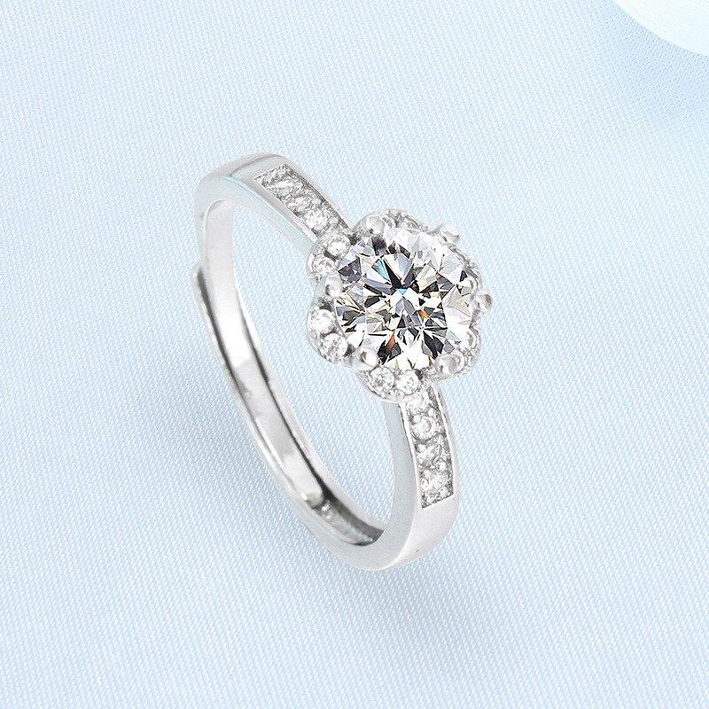 S925 Sterling Silver Plated Wedding Rings Plum Fashion Design Zircon Jewelry Engagement Ring For Women Wedding Rings