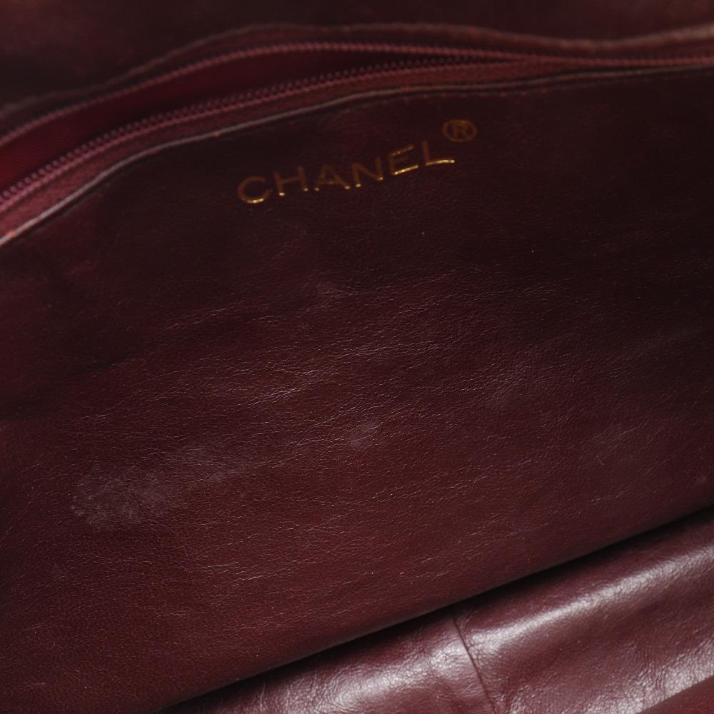 CHANEL Matelasse Shoulder Bag COCO Mark Fringe vintage Red lambskin Women Used