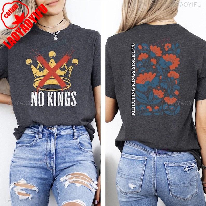 

Nope Kings Protest Crown 2 Sided Political Anti Maga Cotton Shirts Regular Short Sleeve Printed Tshirt Tee New Style Streetwear 4XL