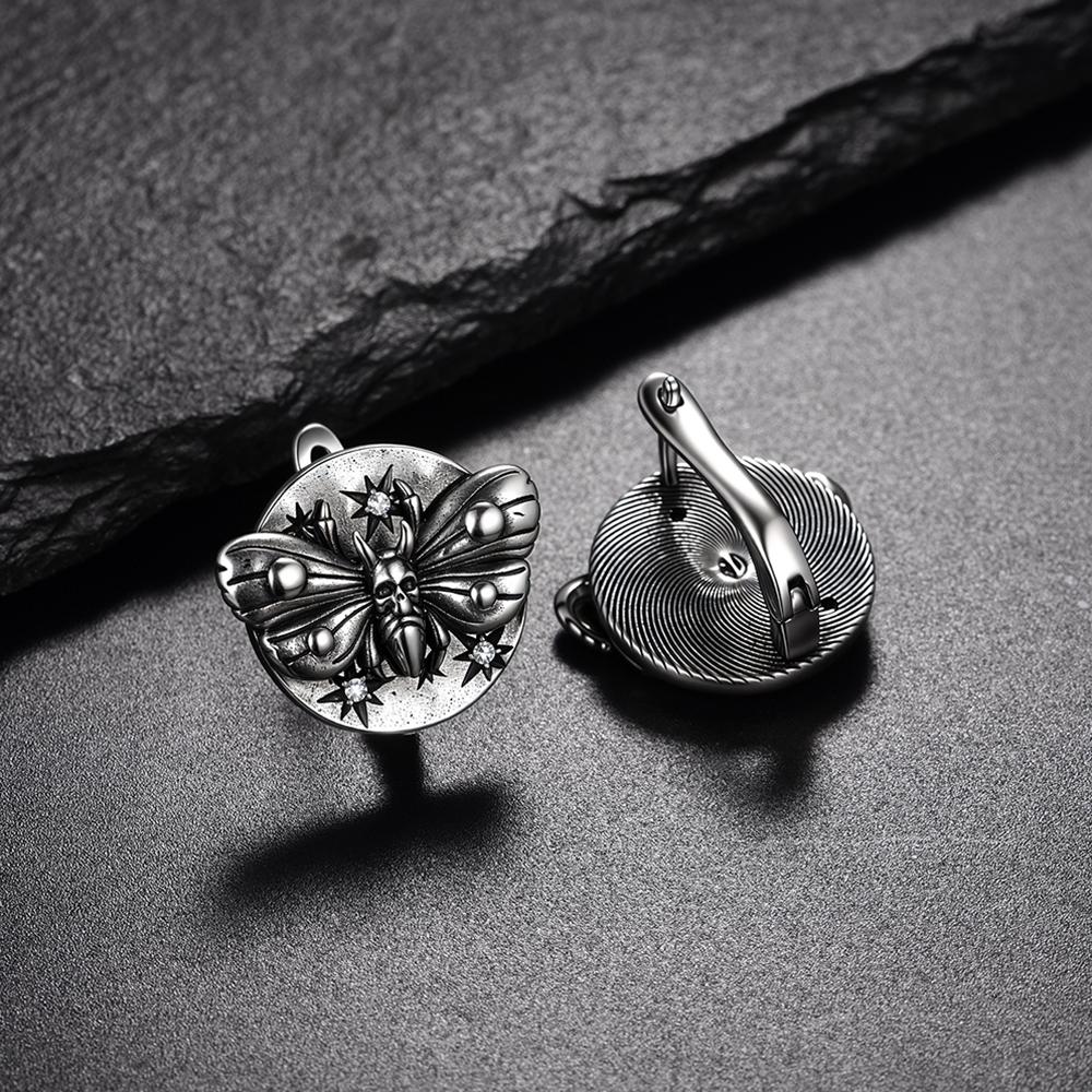 QIBAOKU Gothic Earrings Woman Silver Plated Earnail Man  Zircon Boutique Women Fashion  Birthday Party Gifts