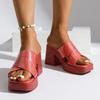 N Nü High Heel Platform Slippers with Peep Toe Block Heel Versatile Wear Square Toe Fashion Shoes