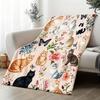 Cat, Floral, and Butterfly Art Pattern Decorative Throw Blanket for Sofa, Bed, Living Room, and Home Space Styling