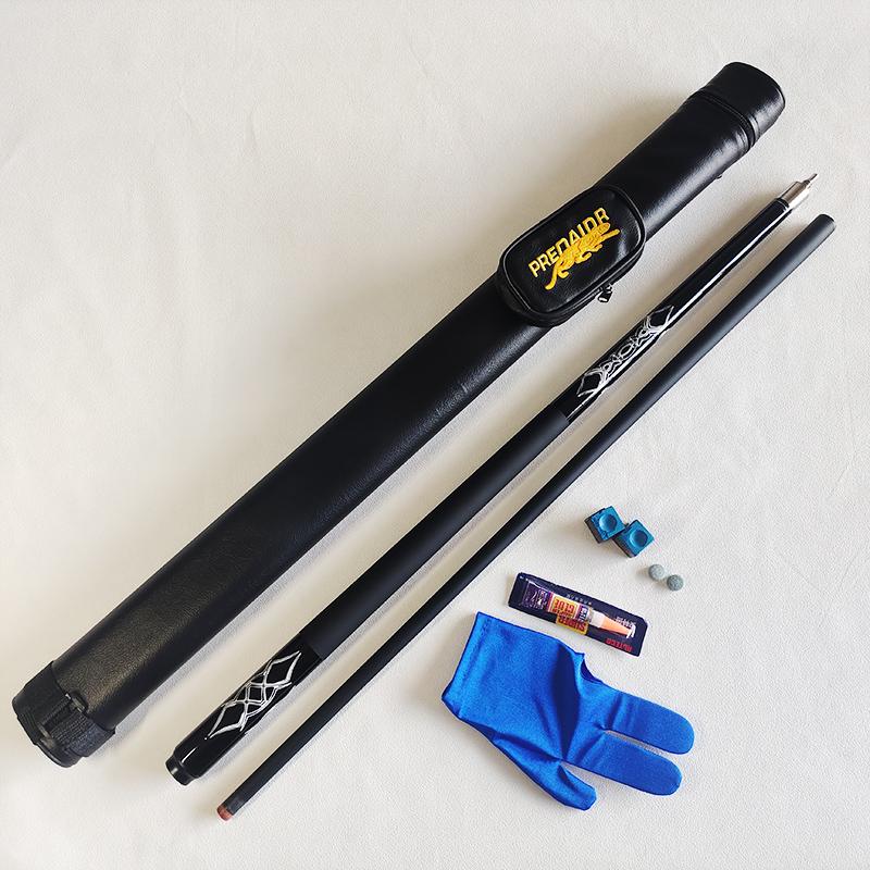Carbon Fiber Billiard Cue Stick 13MM 9-Ball 1/2 Split Cue Stick147cm 19OZ Straight Non-Slip Sweat Absorption Pool Cue with Case and Freebies