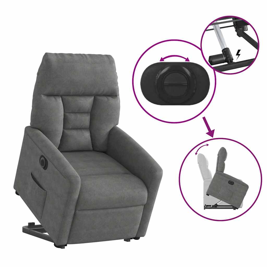 Recliner Chair with Electric Lift Assistance Dark Grey Microfiber Fabric