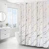 Elegante Tenda da Doccia in Marmo con Texture Irregolare, Stampata Argento e Oro - Divisorio Impermeabile per Bagno