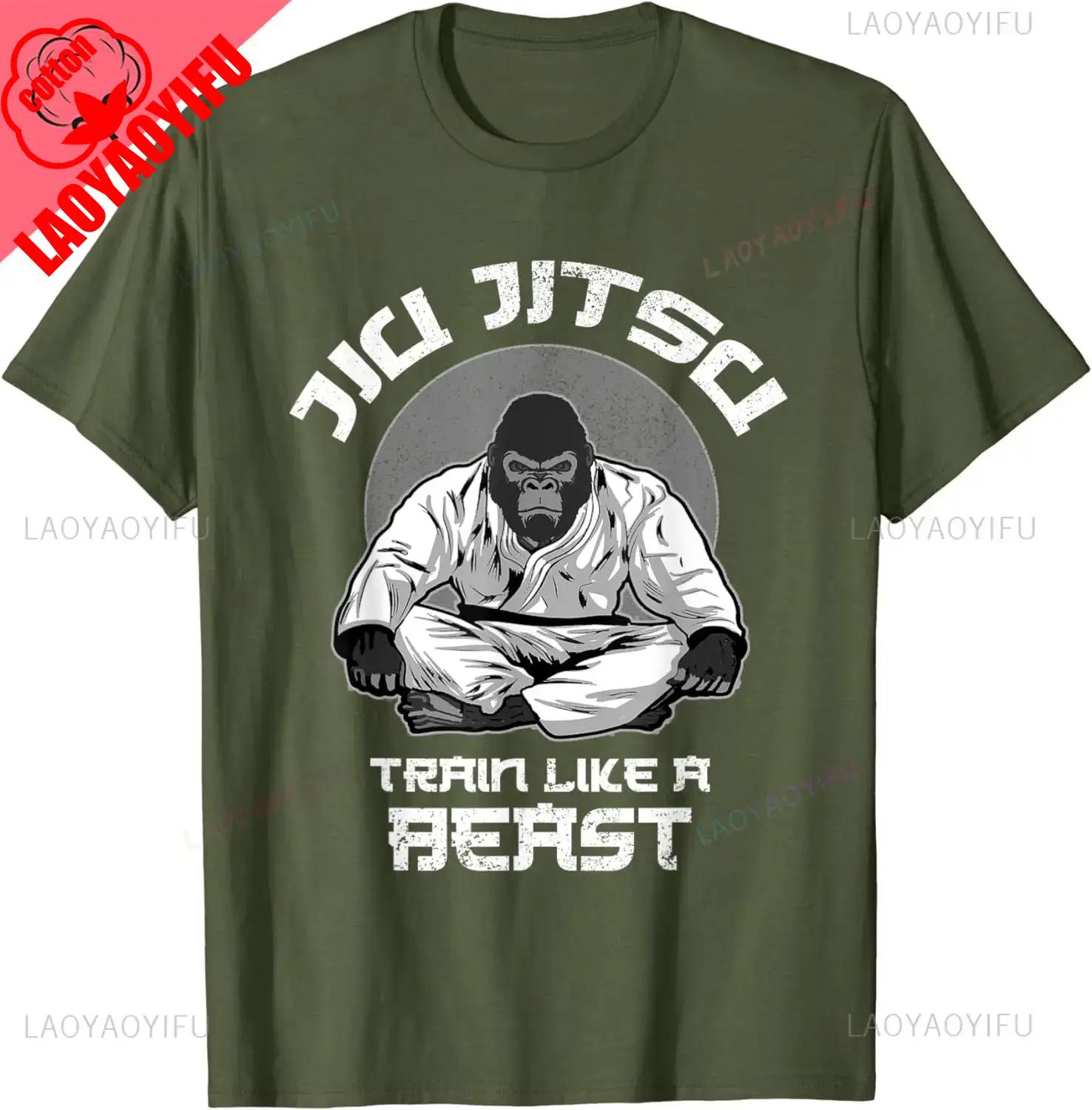 

Тренируйся как зверь Джиу-джитсу BJJ Грэпплинг ММА Горилла Футболка Винтажная Классическая Мода Уличная Одежда Короткий рукав Хлопковые Топы S