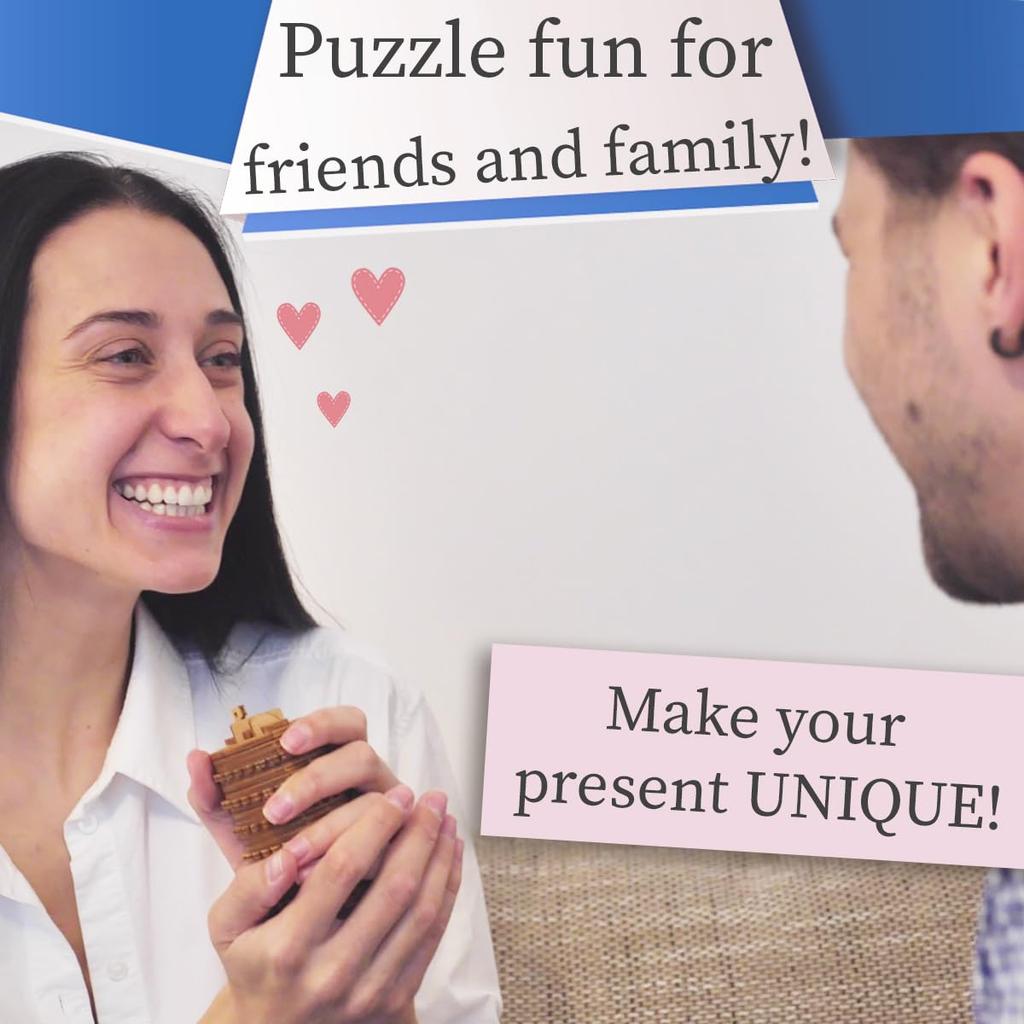 iDventure Cryptos Wooden Building Kit 3D Puzzle Cryptex Thinking Game Puzzle Game Patience Game Logic Game 3D Wooden Puzzle Gift Box Quest Box Day - -