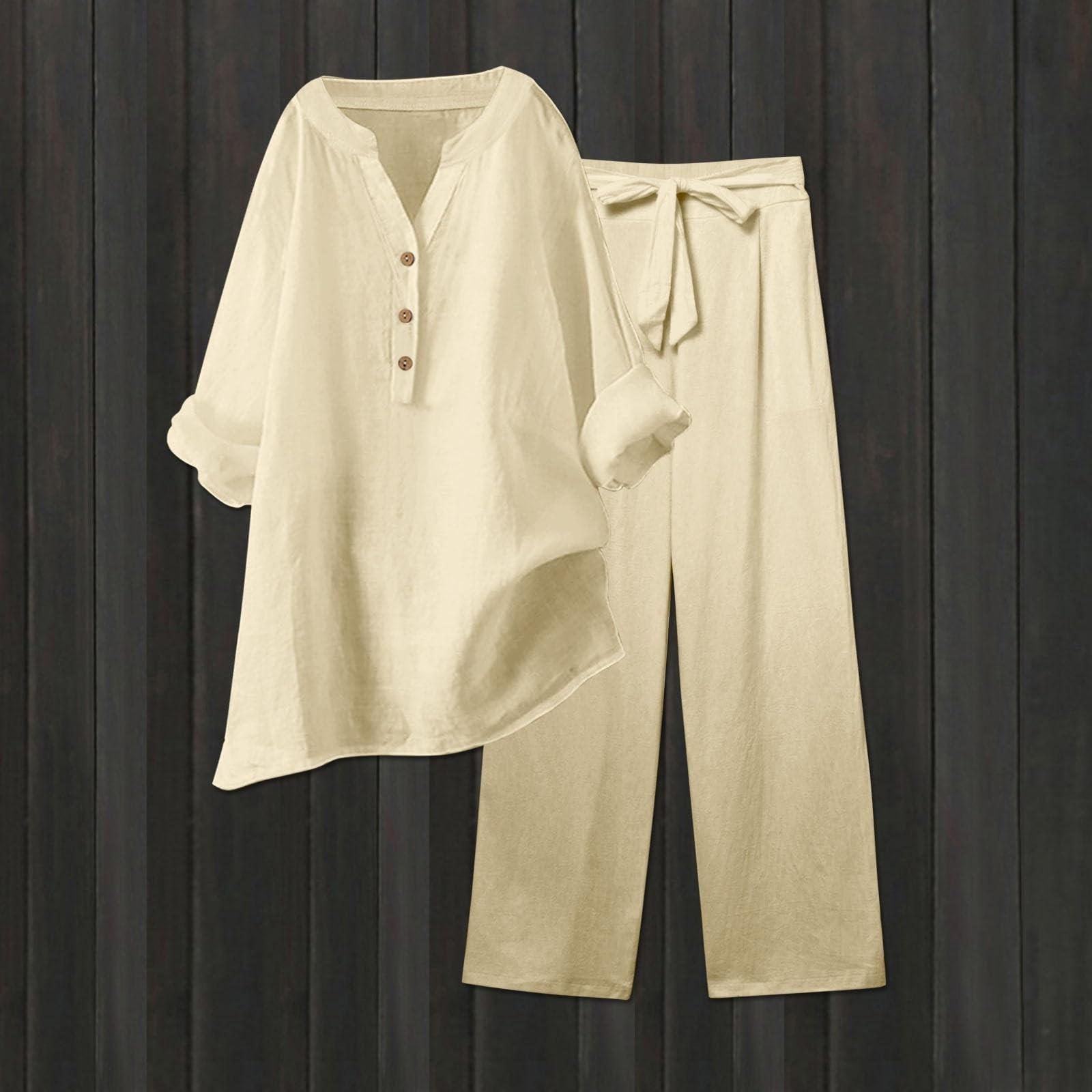 

Женская модная свободная однотонная рубашка с V-образным вырезом и длинными рукавами, топ с завязками и карманами, прямые брюки XXXXXL бежевый