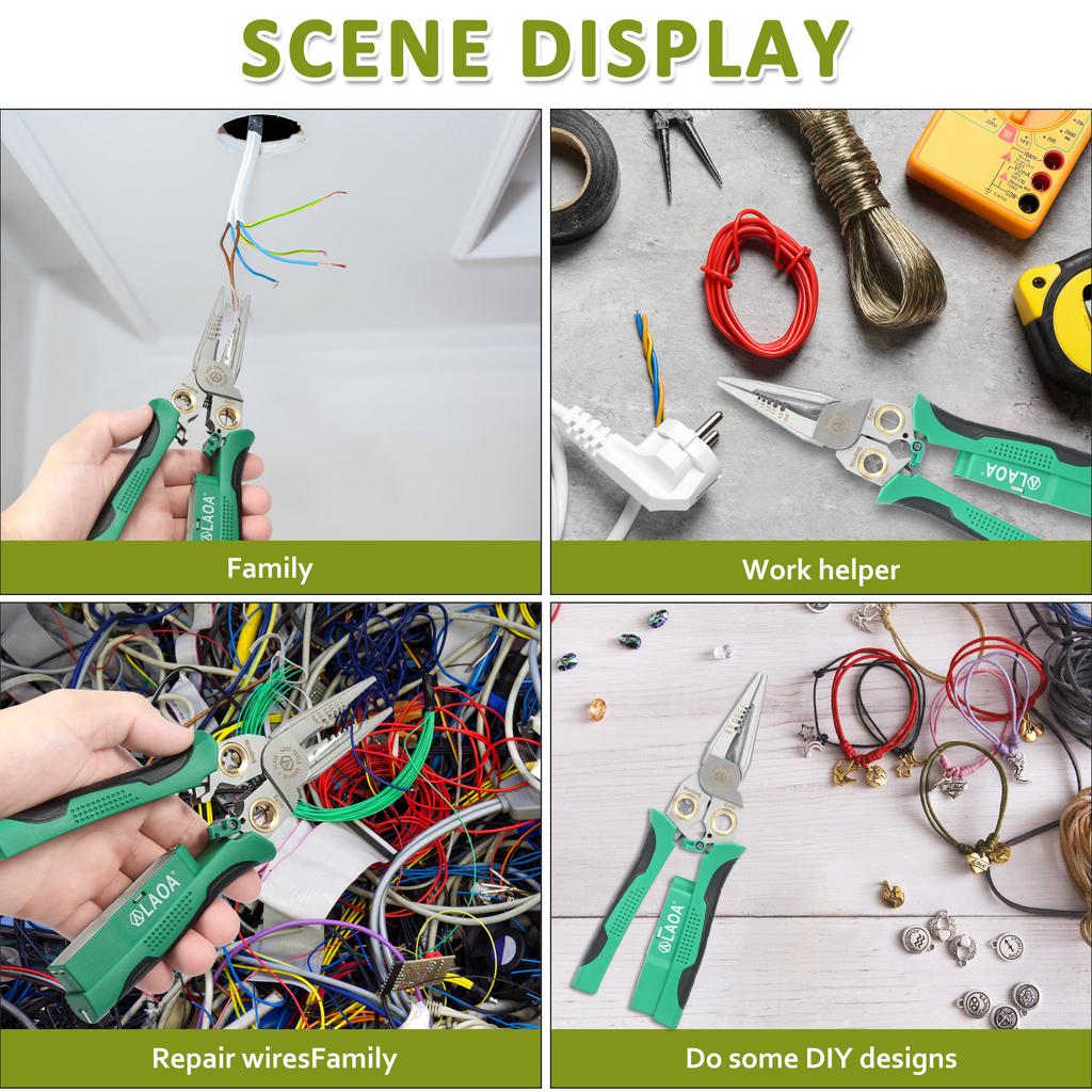 Wire Stripper Plier Multifunctional Cable Stripping Cutter Heavy Duty Electrical Wire Stripping Tool Wire Cutting Crimping Plier